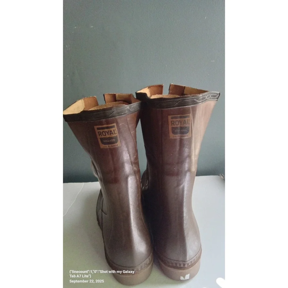 Royal US Rubber‎ Brown Rubber Boots Lace Up Water Mud Rain Workwear Size 13